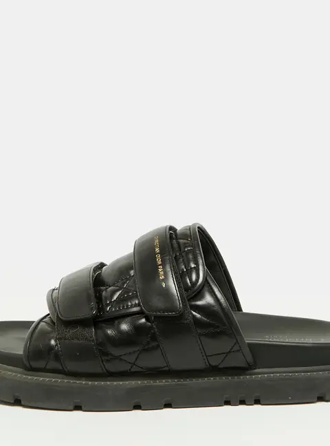 Dior D-Wander Size 40 Black Leather Flat Slide