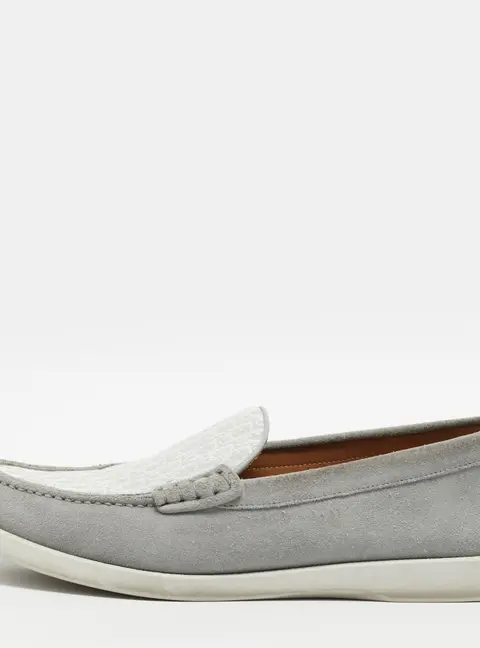 Dior Granville Size 41 Grey/White Oblique Jacquard and Suede Loafers