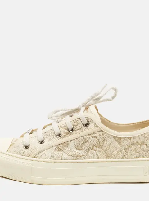 Dior Walk'n'Dior Size 37.5 White/Grey Jacquard Lace Up Sneakers