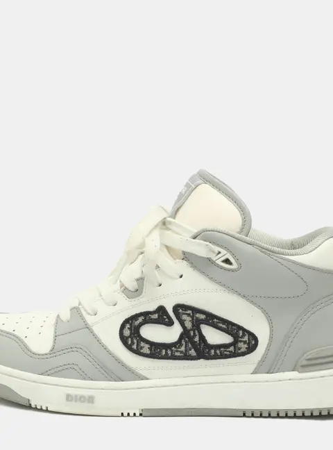 Dior B57 Size 41.5 Grey/White Oblique Canvas and Leather Low Top Sneakers