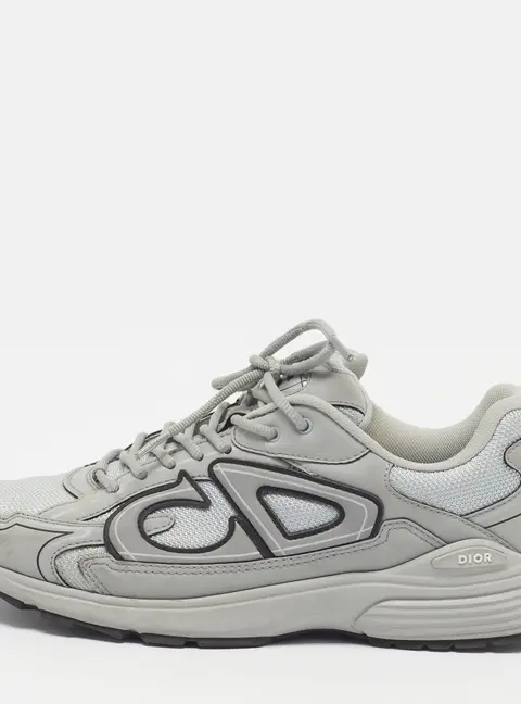 Dior B30 Countdown Size 43.5 Grey Leather and Mesh Lace Up Sneakers