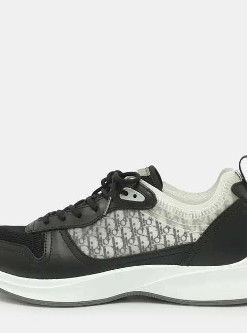 Dior B25 Size 43 Black Leather and Mesh Low Top Sneakers