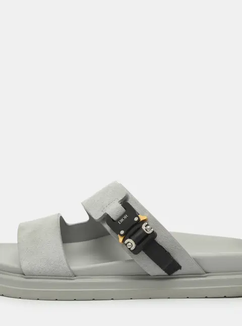 Dior Aqua Size 41 Grey Suede Flat Sandals