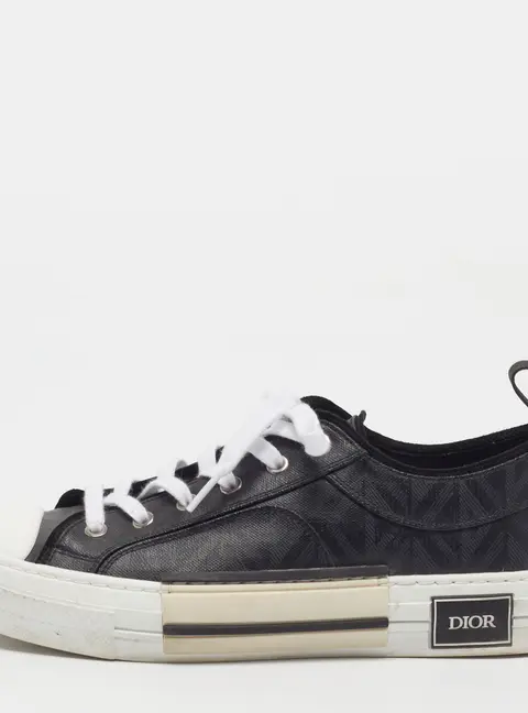 Dior B23 Size 42 Black/White Coated Canvas Low Top Sneakers