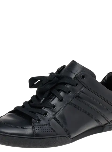 Dior Homme Black Patent and Leather Low Top Sneakers Size 39.5