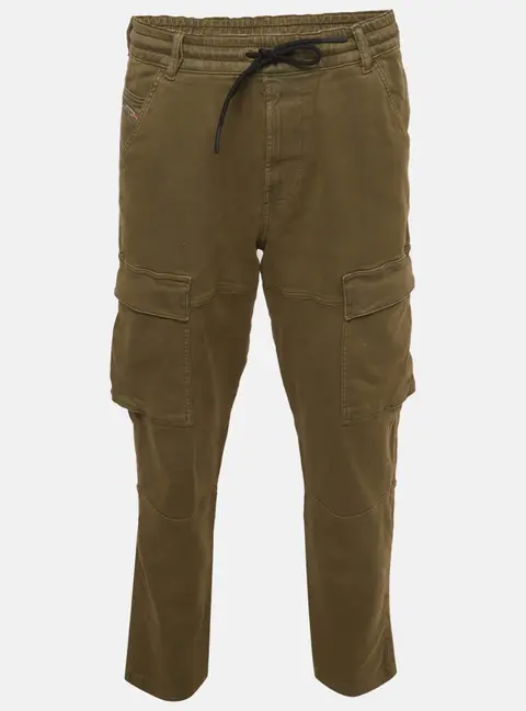 Diesel Green Cotton Cargo Straight Leg Trousers L
