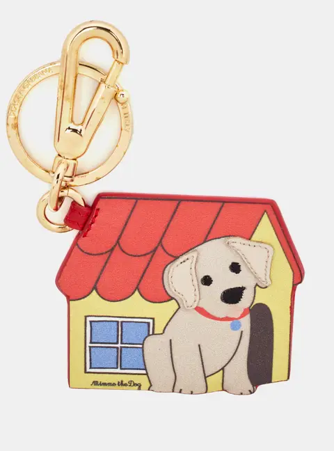 Dolce & Gabbana Mimmo the Dog Motif Leather Gold Tone Key Chain / Key Ring