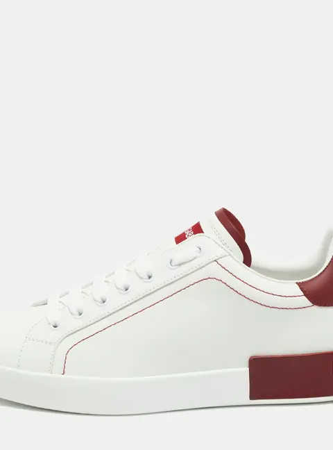 Dolce & Gabbana Portofino Size 42 White/Red Leather Low Top Sneakers
