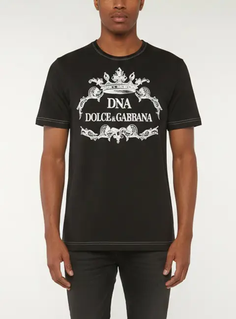 Dolce & Gabbana Black DNA Logo Graphic Jersey T-Shirt L