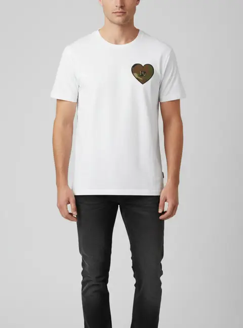 Dolce & Gabbana White Logo Camo Heart Applique Jersey T-Shirt XL