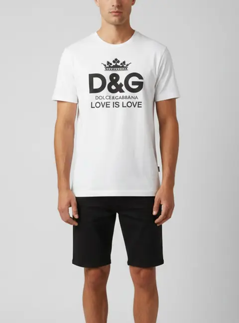 Dolce & Gabbana White/Black Logo Graphic Jersey T-Shirt S