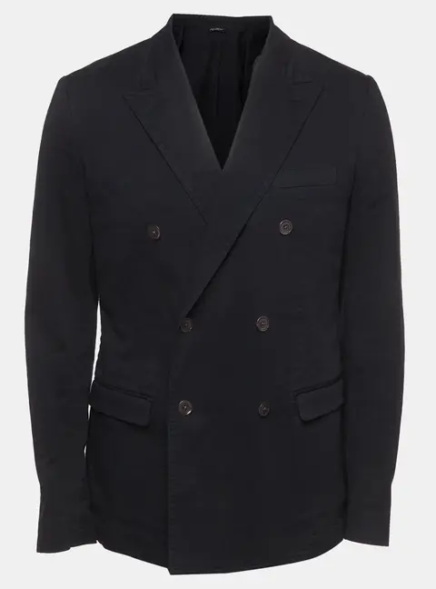 Dolce & Gabbana Navy Blue Gabardine Double Breasted Jacket XXL