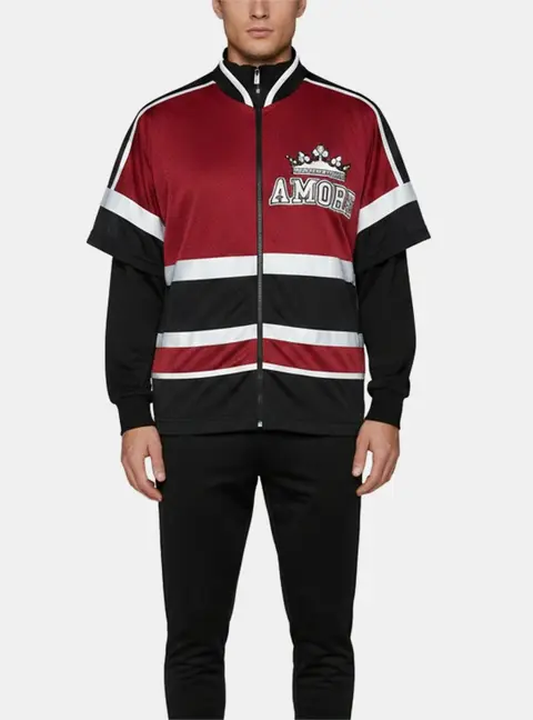 Dolce and Gabbana Red/Black Amore Jersey DGMillennials Zip-Up Jacket XL