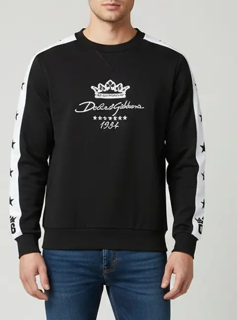 Dolce & Gabbana Black Embroidered Logo Detail Crewneck Sweatshirt L