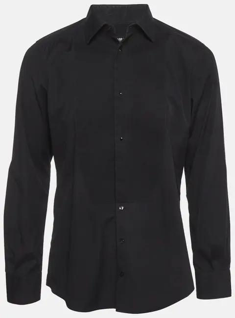 Dolce & Gabbana Black Cotton Long Sleeve Tux Shirt XXL
