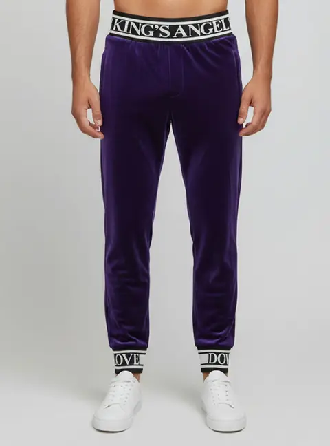 Dolce & Gabbana Purple Velvet King's Angel Track Pants M