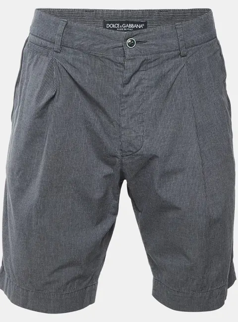 Dolce & Gabbana Grey Striped Cotton Shorts S
