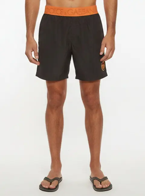 Dolce & Gabbana Beachwear Black Nylon Elasticated Waist Shorts M