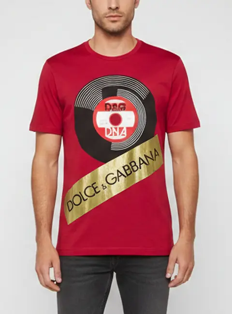 Dolce & Gabbana Red Printed Jersey Short Sleeve T-Shirt XL