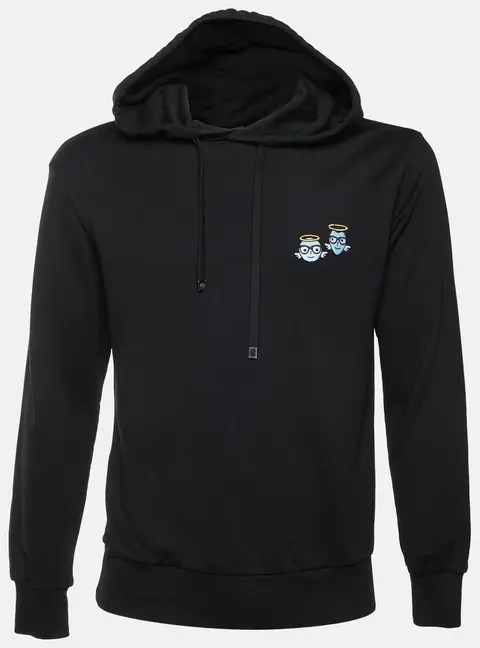 Dolce & Gabbana Black Embroidered Cotton Knit #DGFamily Hoodie M