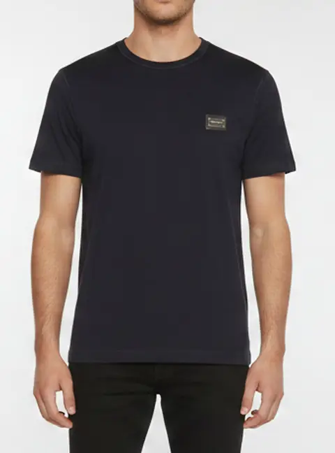 Dolce & Gabbana Navy Blue Logo Plaque Jersey T-Shirt M