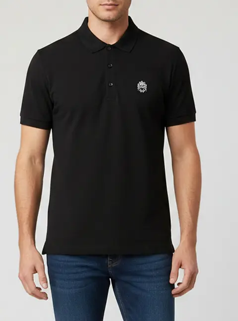 Dolce & Gabbana Black Crest Embroidered Piqu&eacute; Knit T-Shirt M