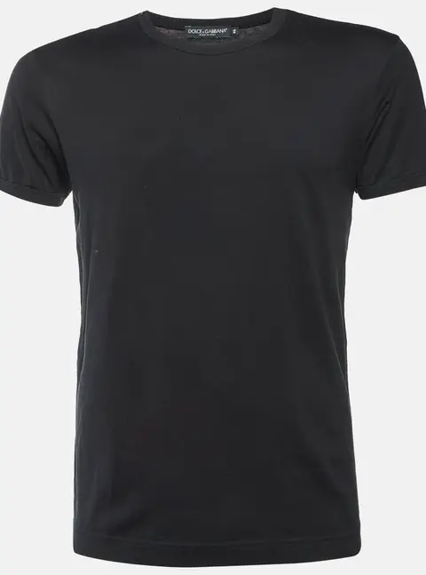 Dolce & Gabbana Black Cotton Crew Neck T-Shirt S