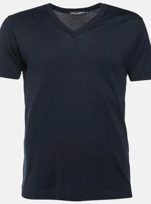 Dolce & Gabbana Black Cotton V-Neck T-Shirt S