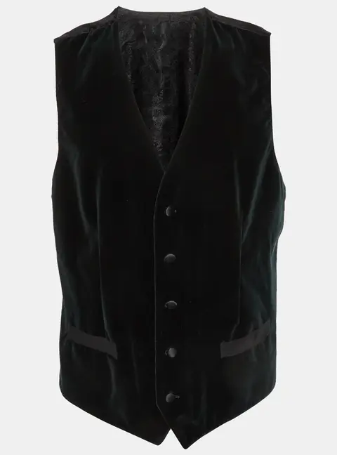 Dolce & Gabbana Green/Black Velvet and Silk Sleeveless Vest L