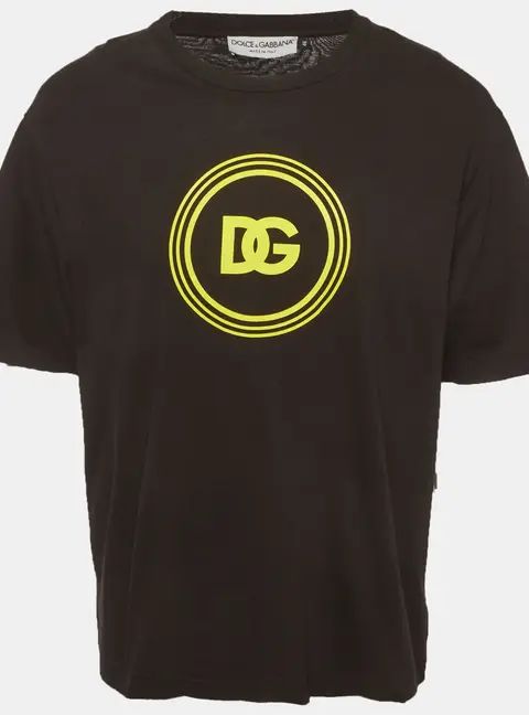 Dolce & Gabbana Black Logo Print Jersey Crewneck T-Shirts M