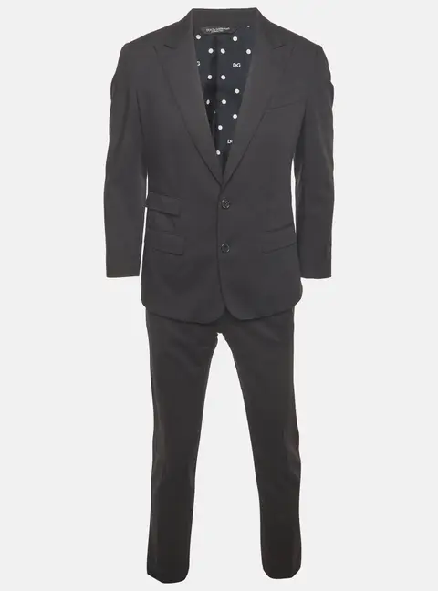 Dolce & Gabbana Black Wool Blend Regular Fit Suit S