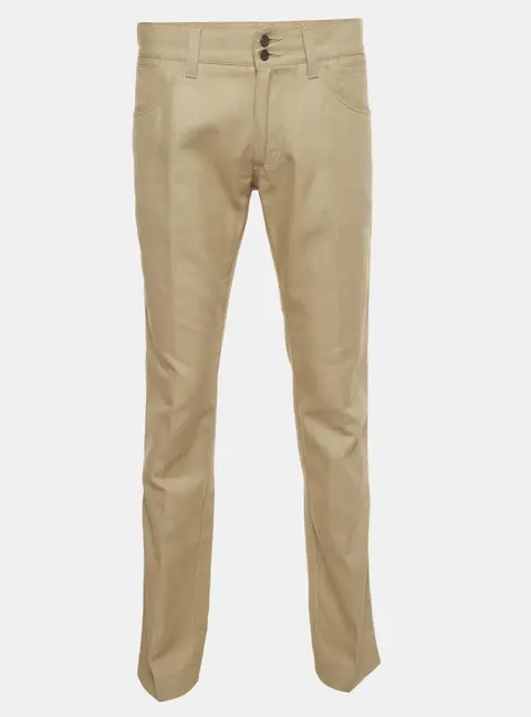 Dolce & Gabbana Beige Gabardine Straight Fit Trousers L