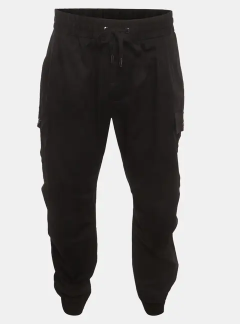 Dolce & Gabbana Black Logo Plaque Stretch Cotton Cargo Pants XXXL
