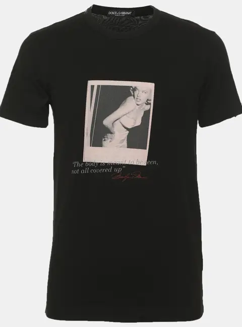 Dolce & Gabbana Black Cotton Marilyn Monroe Graphic Quote T-Shirt M