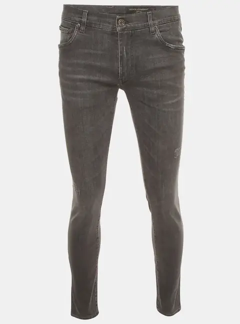 Dolce & Gabbana Grey Distressed Stretch Denim Jeans L/Waist 33"