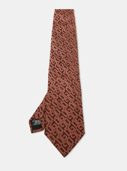 Dolce & Gabbana Brown DG Logo Jacquard Silk Traditional Tie