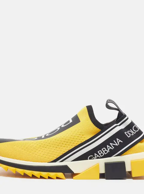 Dolce & Gabbana Sorrento Size 43 Yellow/Black Knit Fabric Slip On Sneakers