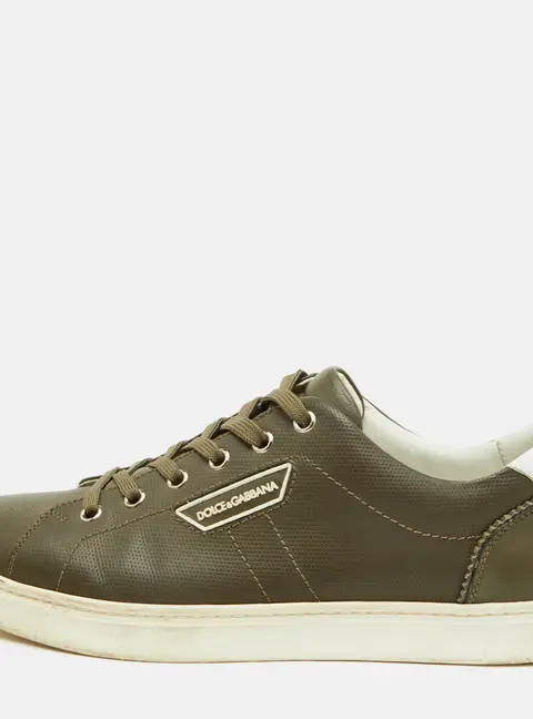 Dolce & Gabbana Size 41 Olive Green Leather Low Top Sneakers