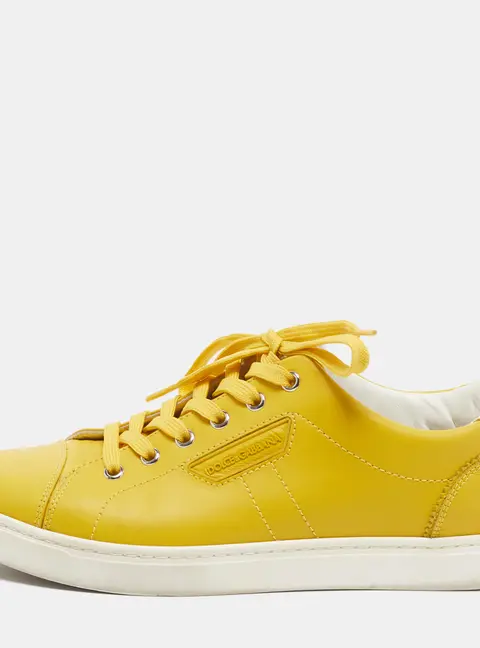 Dolce & Gabbana Size 40 Yellow Leather Cap Toe Low Top Sneakers