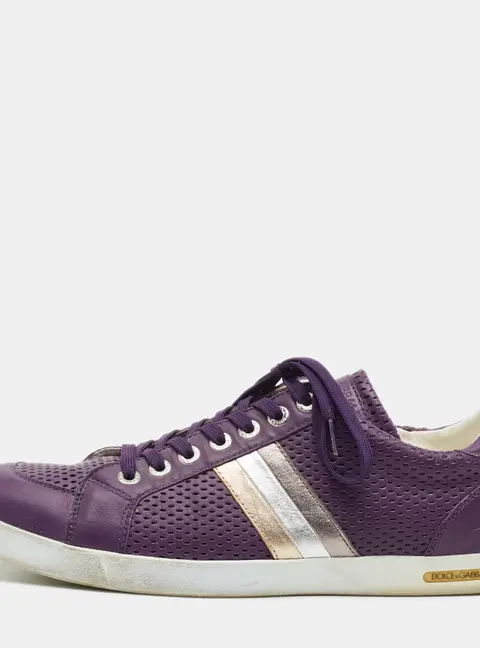 Dolce & Gabbana Saint Tropez Size 45 Purple Leather Lace Up Sneakers