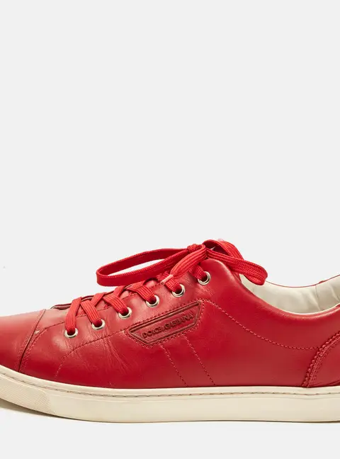 Dolce & Gabbana Size 43 Red Leather Cap Toe Low Top Sneakers