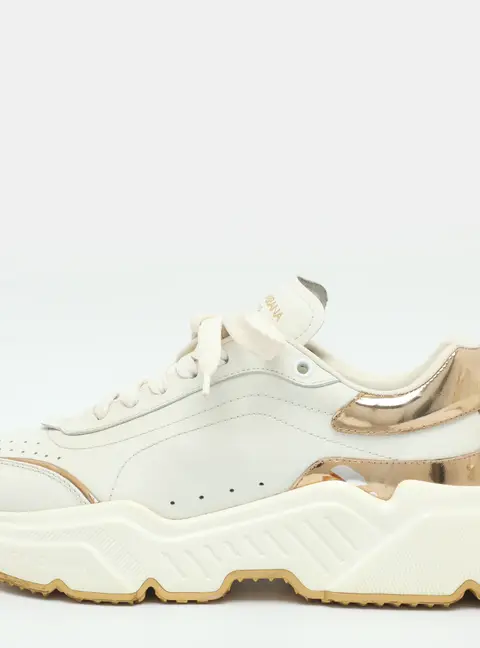 Dolce & Gabbana Daymaster Size 41 White/Gold Leather Sneakers