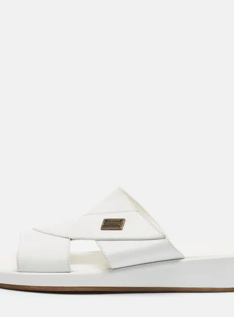 Dolce & Gabbana Masaccio Size 43 White Leather Slide Sandals