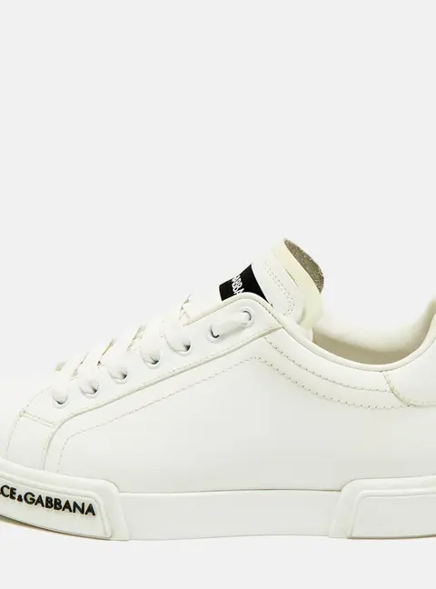 Dolce & Gabbana Portofino Size 39 White Leather Lace Up Sneakers