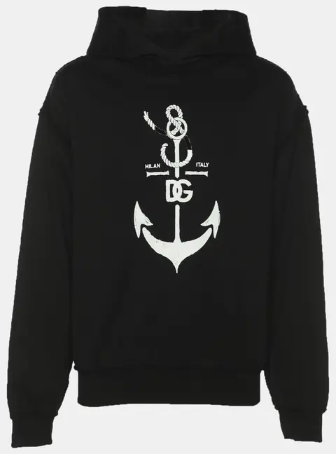 Dolce & Gabbana Black Knit Marina Print Hoodie S