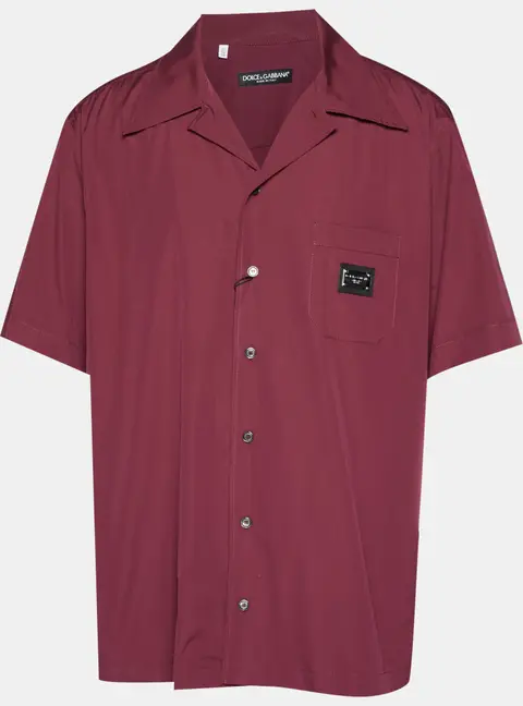 Dolce & Gabbana Burgundy Cotton Bowling Shirt 3XL