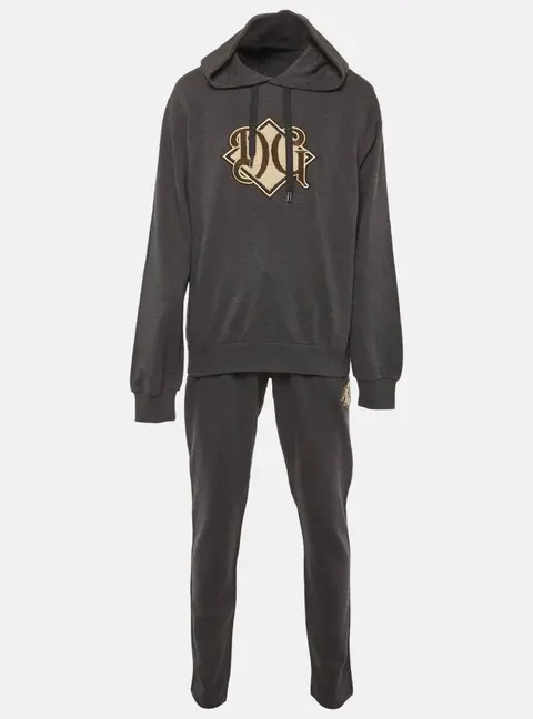 Dolce & Gabbana Grey Jersey Logo Detail Hoodie and Joggers Set XXXL
