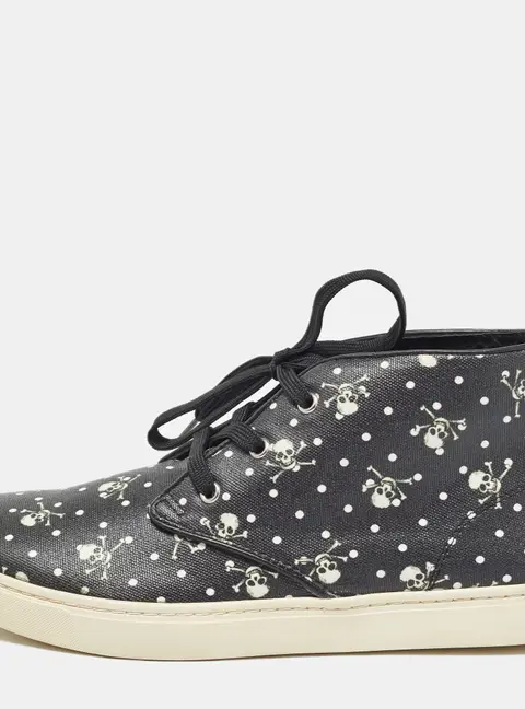 Dolce & Gabbana Black Skull and Cross Bone Print Canvas High Top Sneakers Size 41