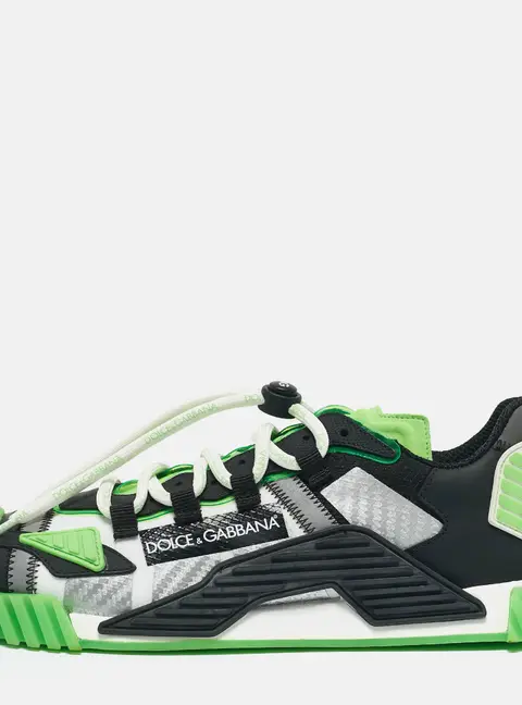 Dolce & Gabbana Green/Black Leather and Nylon Ns1 Low Top Sneakers Size 41