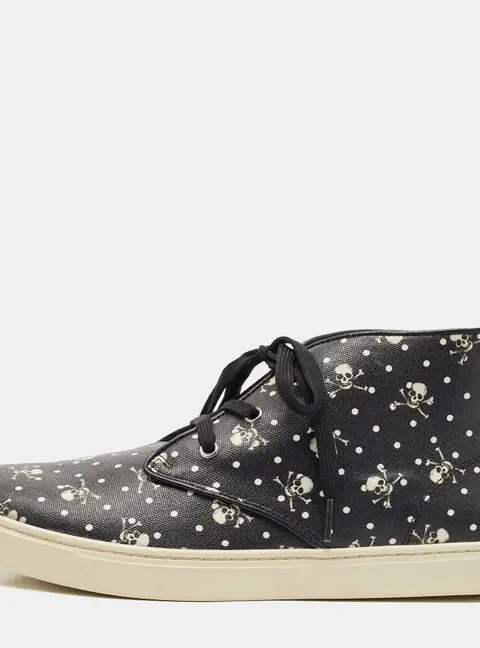 Dolce & Gabbana Black Coated Canvas Skeleton LDN High Top Sneakers Size 44